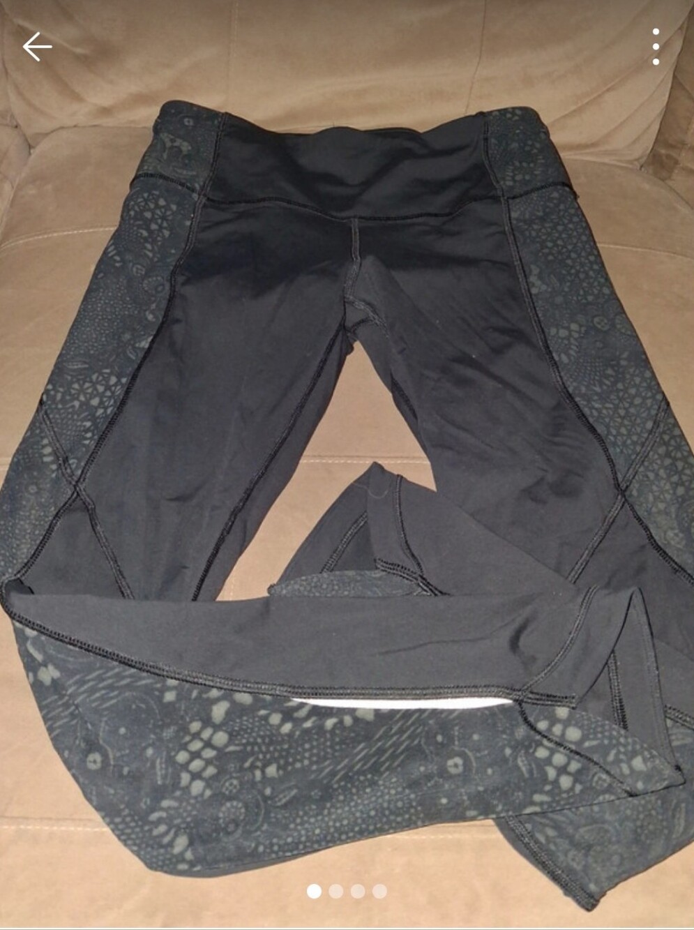lululemon athletica Black Sheer-Pattern Side Leggings Size 8